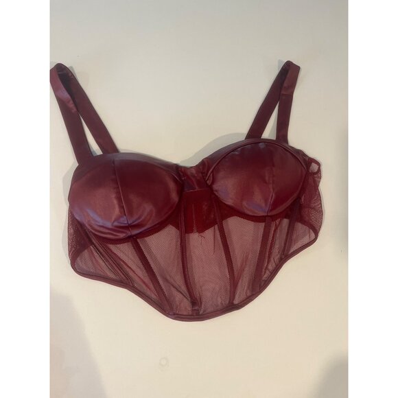 Red Satin & Mesh Underwire Bralette - Picture 1 of 5